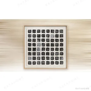 Ink Dot Grid in Oak Frame, 55 x 55 cm — in a room setting