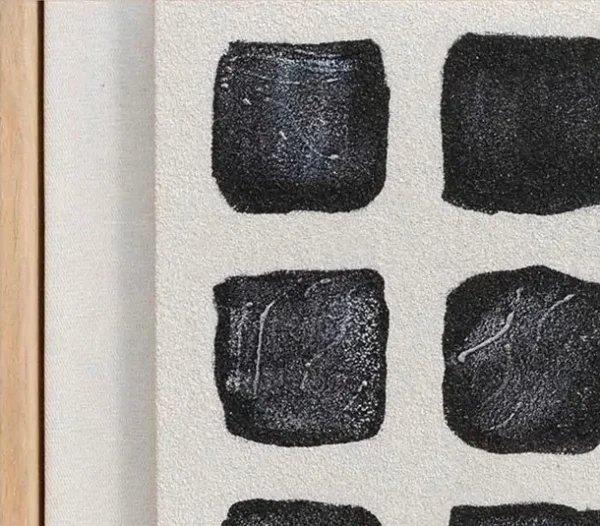 Ink Dot Grid in Oak Frame, 55 x 55 cm — detail