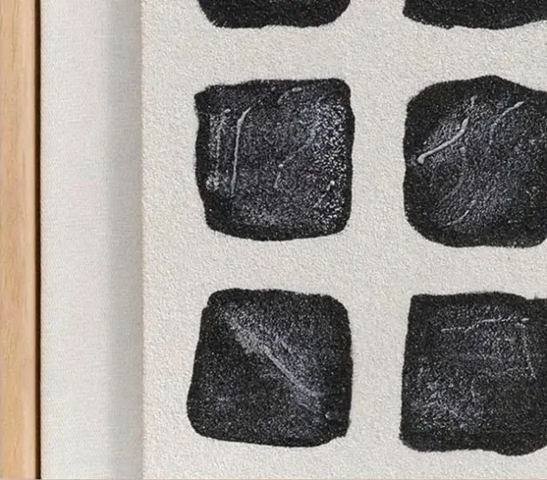 Ink Dot Grid in Oak Frame, 55 x 55 cm — detail