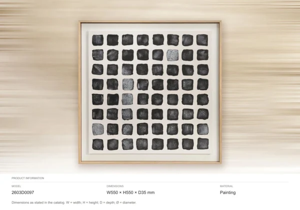 Ink Dot Grid in Oak Frame, 55 x 55 cm — dimensions