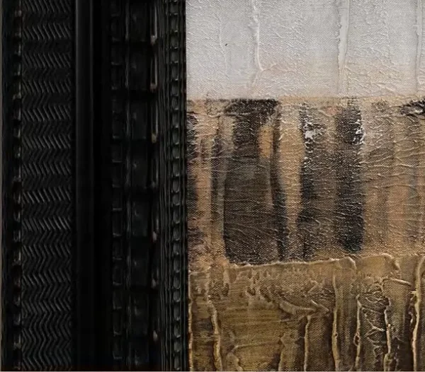Wide Bark Horizon Painting in Black Frame, 120 x 80 cm — detail