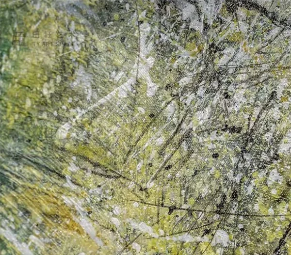 Dark Green Forest Abstract in Grey Frame, 120 x 160 cm — detail