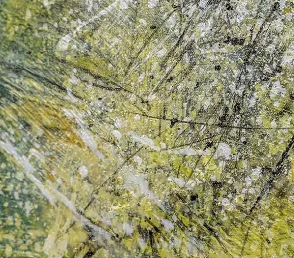 Dark Green Forest Abstract in Grey Frame, 120 x 160 cm — detail