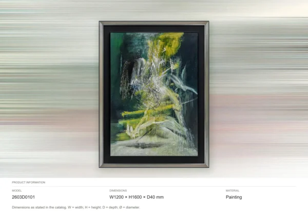 Dark Green Forest Abstract in Grey Frame, 120 x 160 cm — dimensions