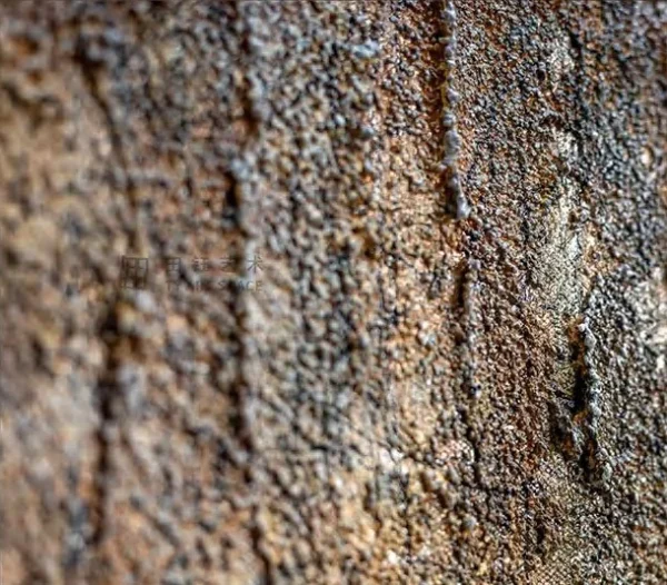 Peeling Stone Texture Painting in Black Frame, 120 x 120 cm — detail