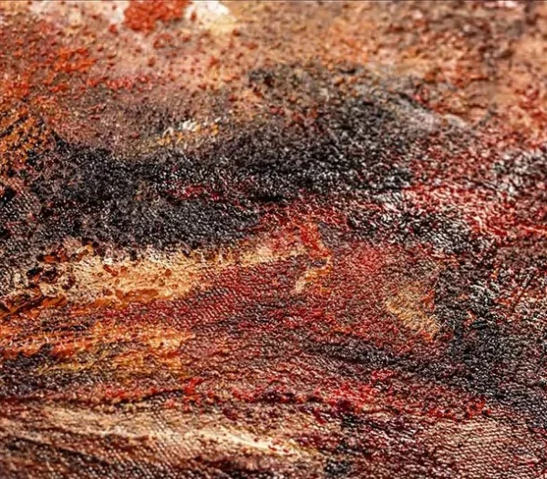 Tall Golden River Landscape in Black Frame, 180 x 240 cm — detail