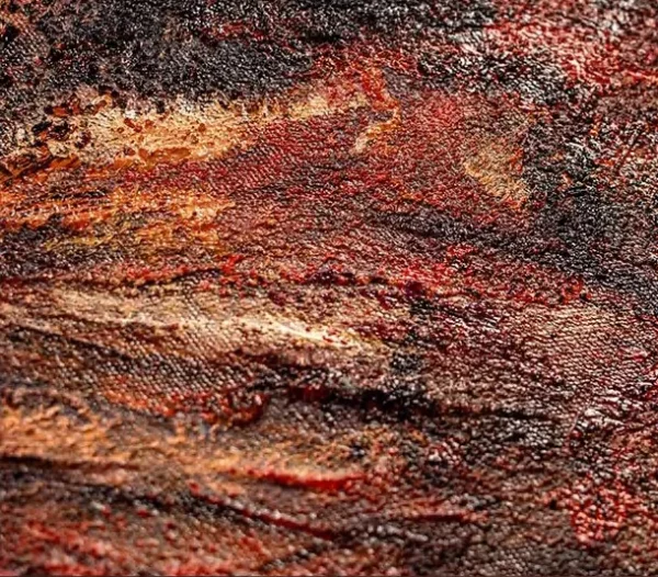 Tall Golden River Landscape in Black Frame, 180 x 240 cm — detail