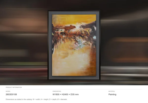 Tall Golden River Landscape in Black Frame, 180 x 240 cm — dimensions