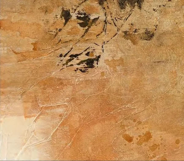 Soft Sand Abstract with Dark Bar Painting, 90 x 100 cm in sand — detail