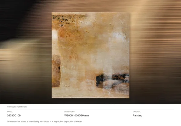 Soft Sand Abstract with Dark Bar Painting, 90 x 100 cm in sand — dimensions