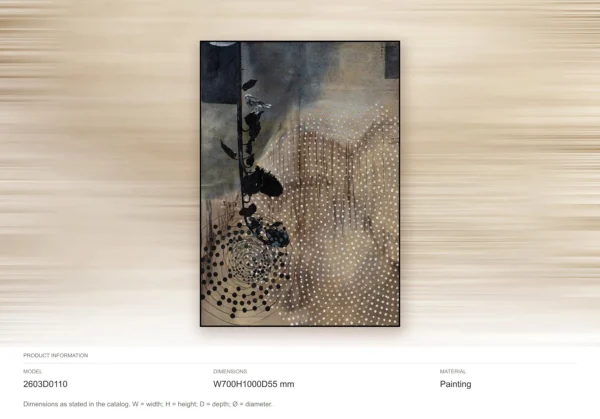Grey Ink Sketch with Dot Halo in Slim Frame, 70 x 100 cm — dimensions