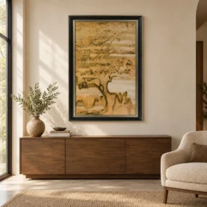 Gold Ink Landscape Wash in Black Frame, 90 x 130 cm — front view