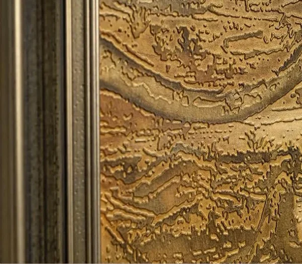 Gold Ink Landscape Wash in Black Frame, 90 x 130 cm — detail