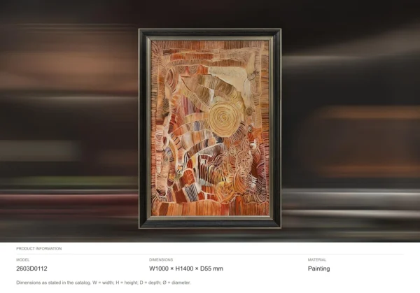 Rust Fragment Collage in Black Frame, 100 x 140 cm — dimensions