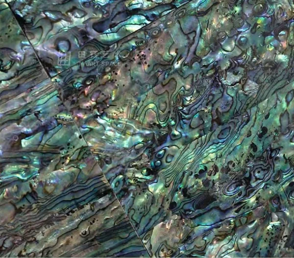 Mother of Pearl Mosaic in Ornate Black Frame, 65 x 65 cm — detail