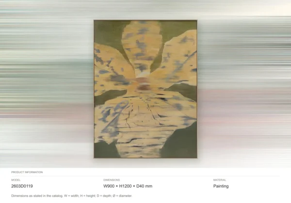 Yellow Iris on Olive Painting in Slim Frame, 90 x 120 cm — dimensions