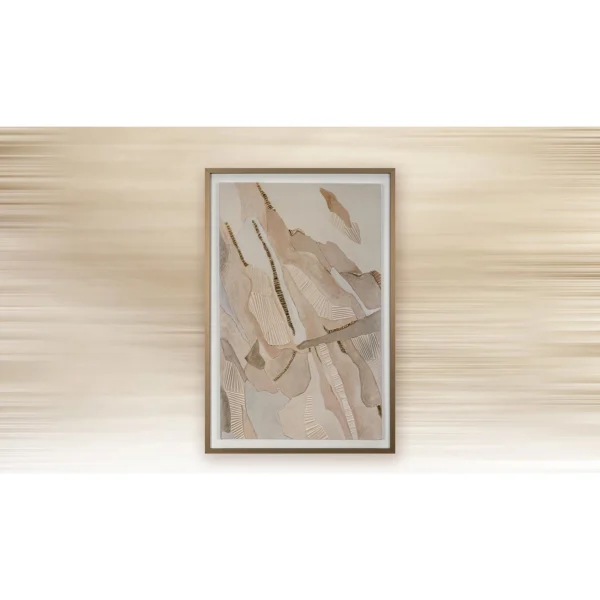 Blush Marquetry Abstract in Slim Frame, 40 x 60 cm — in a room setting