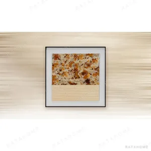 Rust Speckle with Cream Grid in Black Frame, 50 x 50 cm — in a room setting