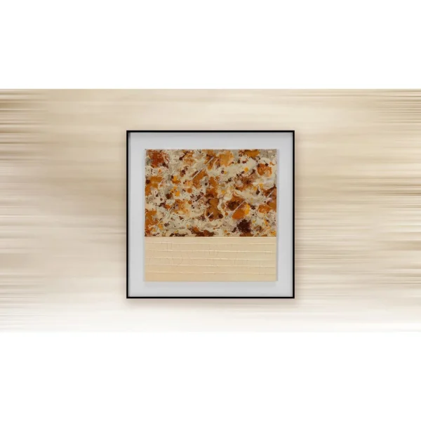 Rust Speckle with Cream Grid in Black Frame, 50 x 50 cm — in a room setting