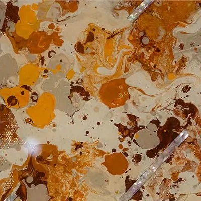 Rust Speckle with Cream Grid in Black Frame, 50 x 50 cm — detail