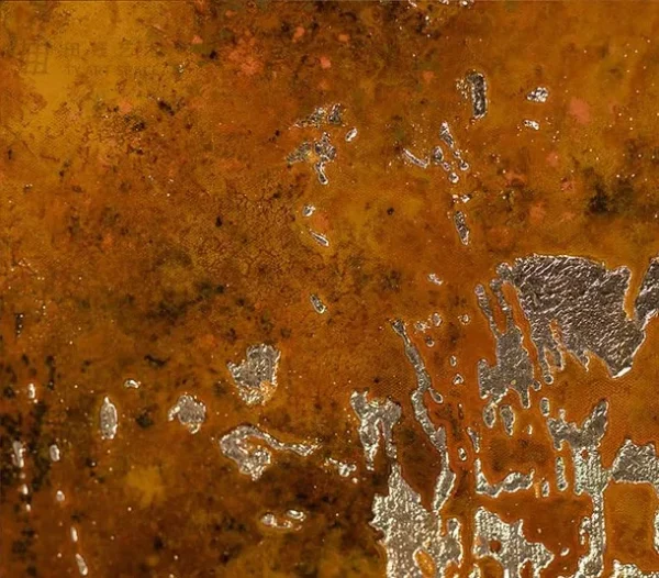Rust and Amber Mineral Panel in Black Frame, 90 x 120 cm — detail