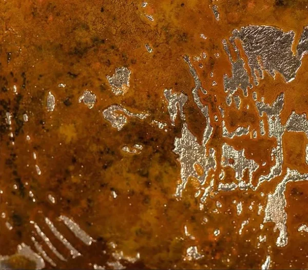 Rust and Amber Mineral Panel in Black Frame, 90 x 120 cm — detail