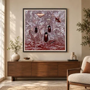 Mother of Pearl Aubergine Lacquer Panel in burgundy — front view
