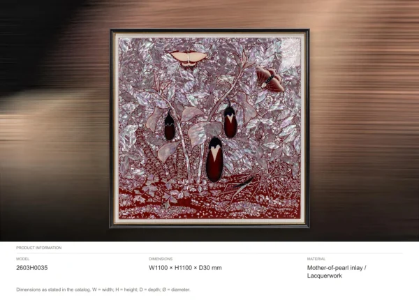 Mother of Pearl Aubergine Lacquer Panel in burgundy — dimensions