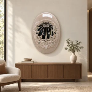 Oval Fibreglass Dish in rose stone — front view