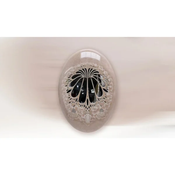 Oval Fibreglass Dish in rose stone — in a room setting