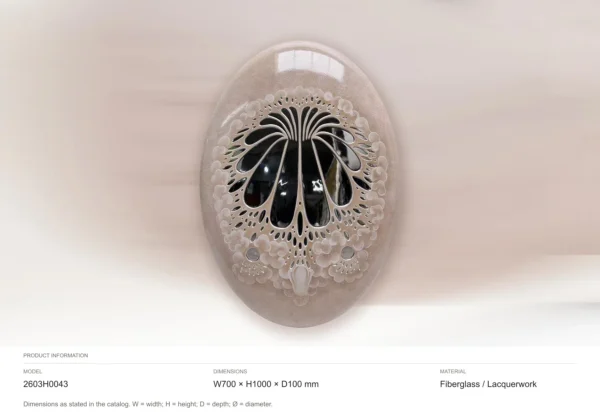 Oval Fibreglass Dish in rose stone — dimensions