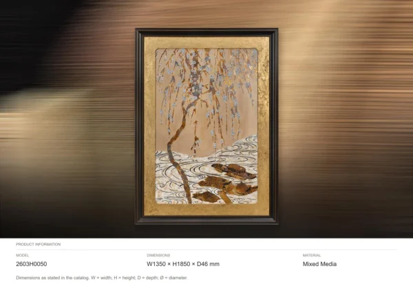 Willow and River Gold Leaf Panel in brushed brass — dimensions