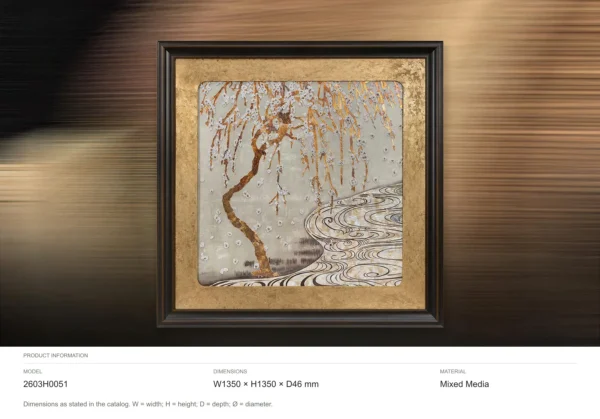 Willow and River Gold Leaf Panel in brushed brass — dimensions