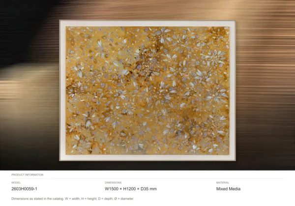 Wide Gold Leaf Blossom Panel in brushed brass — dimensions