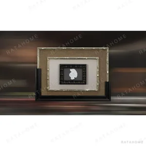 Small Silver Motif in Layered Black and Silver Frame, 70 x — in a room setting