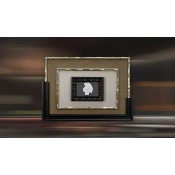 Small Silver Motif in Layered Black and Silver Frame, 70 x — in a room setting