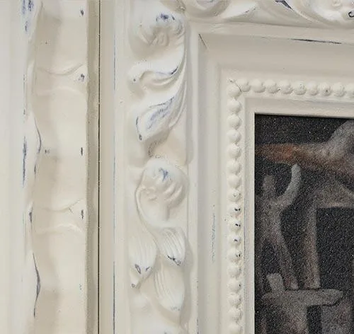 Small Dark Motif in Layered White Plaster Frame, 40 x 40 cm — detail