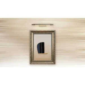 Black Pebble Relief in Silver Frame with Picture Light, 60 — in a room setting