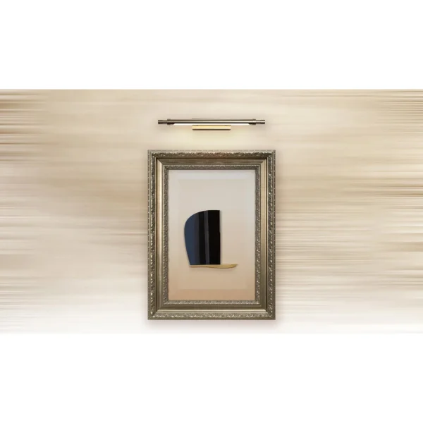 Black Pebble Relief in Silver Frame with Picture Light, 60 — in a room setting