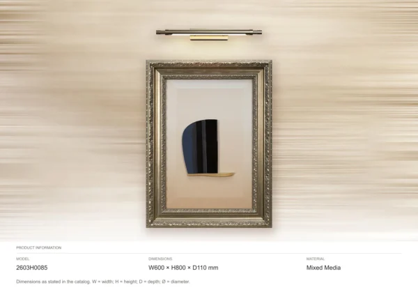 Black Pebble Relief in Silver Frame with Picture Light, 60 — dimensions