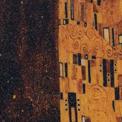 Golden Embrace Print on Torn Black Panel, 60 x 80 cm in brushed brass — detail