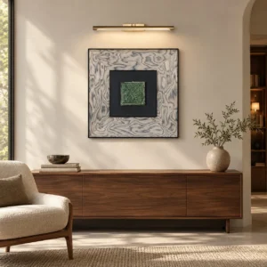 Green Tile in Marbled Wood Frame with Picture Light, 80 x — front view