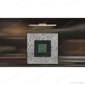 Green Tile in Marbled Wood Frame with Picture Light, 80 x — in a room setting