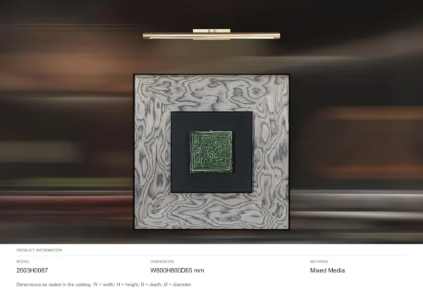 Green Tile in Marbled Wood Frame with Picture Light, 80 x — dimensions