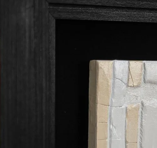 Small Torn Paper Strips in Black Frame, 40 x 40 cm — detail