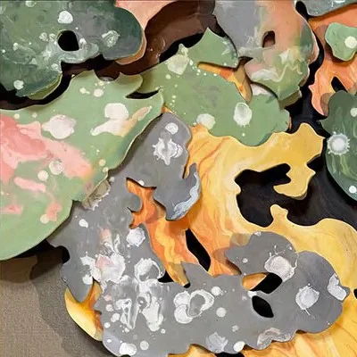 Tall Coral Cluster Relief in olive — detail