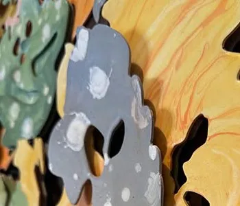 Tall Coral Cluster Relief in olive — detail