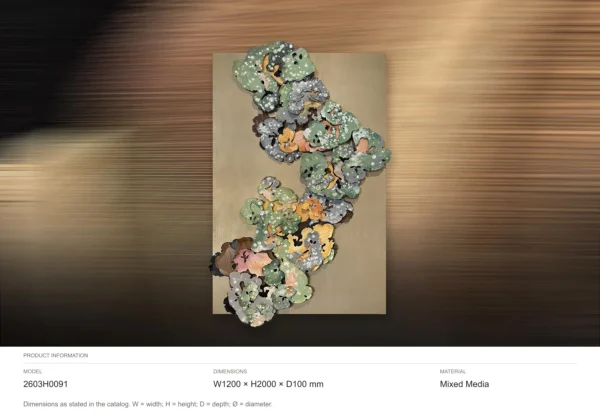 Tall Coral Cluster Relief in olive — dimensions