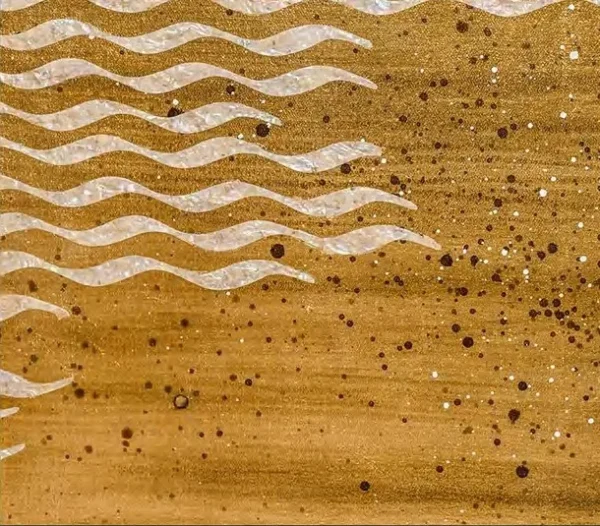 Monumental Gold Chevron Weave Panel, 320 x 140 cm in brushed brass — detail