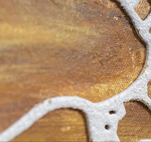 White Lace River on Gold Panel, 90 x 120 cm in brushed brass — detail